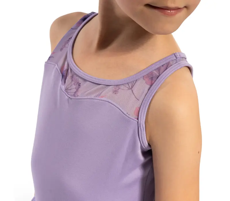 Bloch Evie Floral tank, trykot ze spódniczką tutu na grubych ramiączkach - Liliowy lilac Bloch 