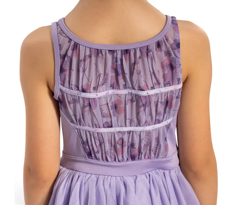 Bloch Evie Floral tank, trykot ze spódniczką tutu na grubych ramiączkach - Liliowy lilac Bloch 