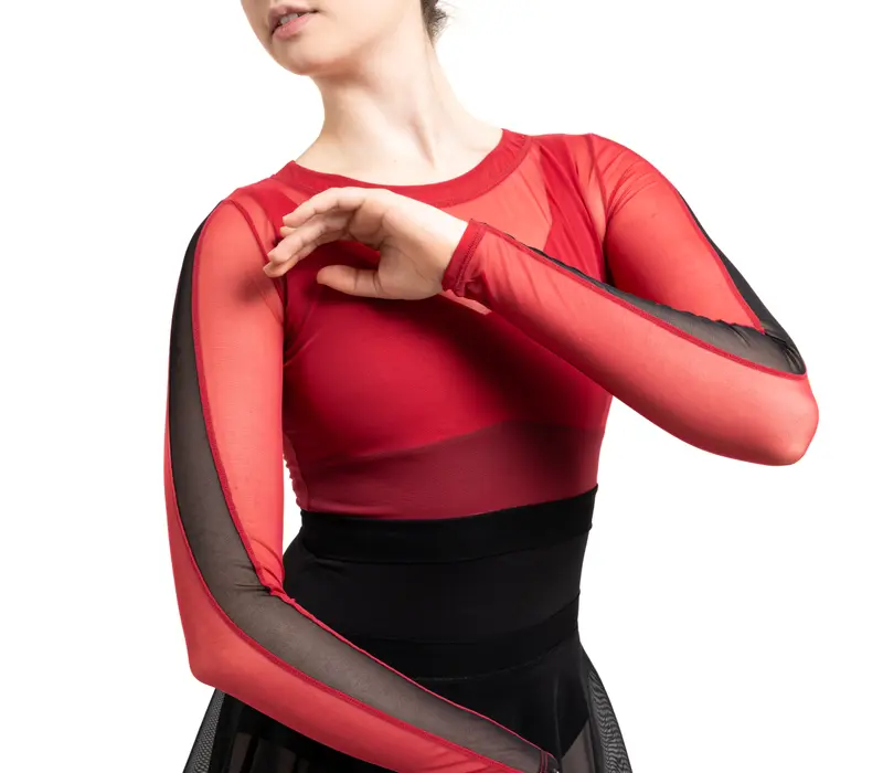 Capezio Cest La Vie Joyeux mesh cover up, top damski - Czerwony scarlet Capezio 