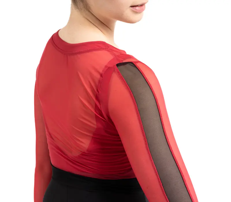 Capezio Cest La Vie Joyeux mesh cover up, top damski - Czerwony scarlet Capezio 