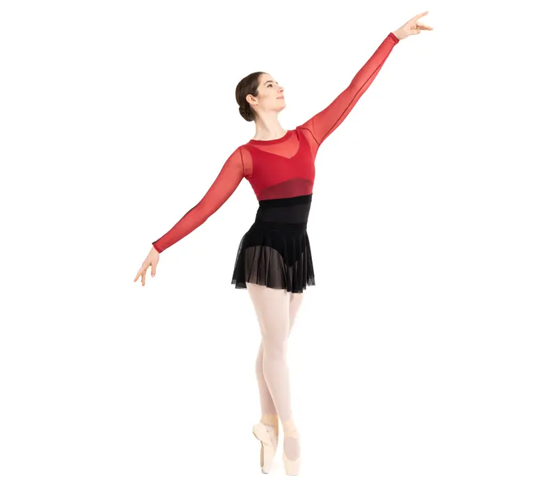 Capezio Cest La Vie Joyeux mesh cover up, top damski - Czerwony scarlet Capezio 