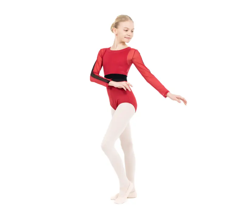 Capezio C'est La Vie Joyeux mesh cover up, top dziewczęcy - Czerwony scarlet Capezio 