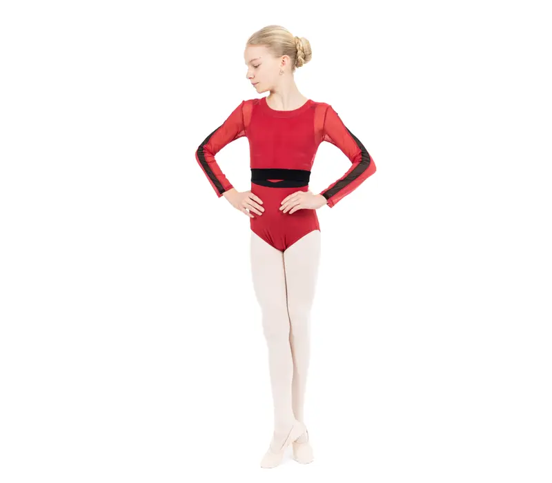 Capezio C'est La Vie Joyeux mesh cover up, top dziewczęcy - Czerwony scarlet Capezio 