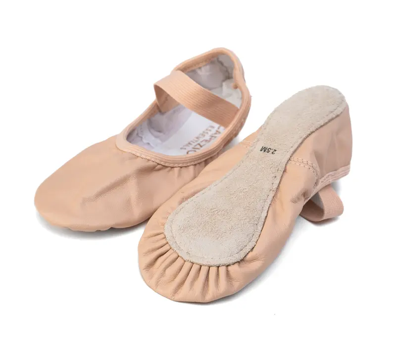 Capezio Luna, skórzane baletki dla dzieci - Różowa baletowa Capezio