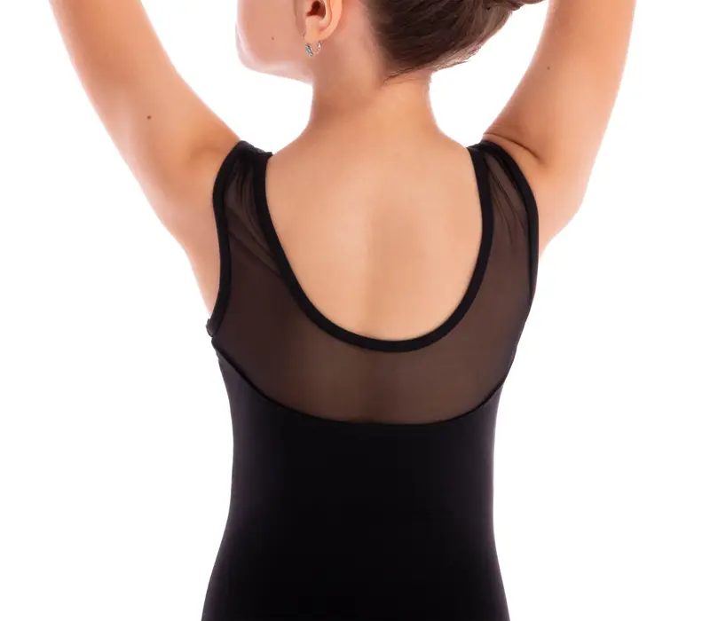 Capezio Star Mars Mesh back leotard, trykot dziecięca na grubych ramiączkach - Czarny