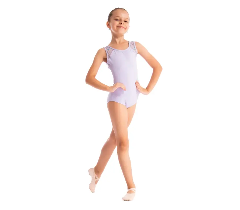 Capezio Star Mars Mesh back leotard, trykot dziecięca na grubych ramiączkach - Fioletowy - lavender