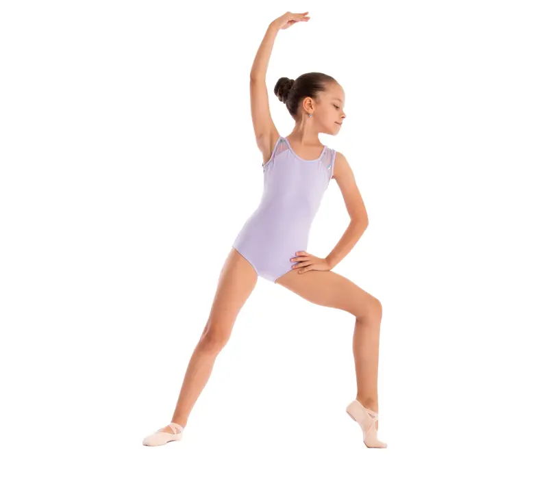 Capezio Star Mars Mesh back leotard, trykot dziecięca na grubych ramiączkach - Fioletowy - lavender