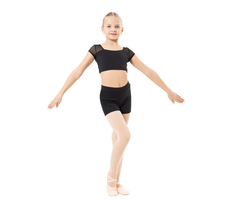 Capezio Foldover Boyshort, spodenki dziecięce - Czarny