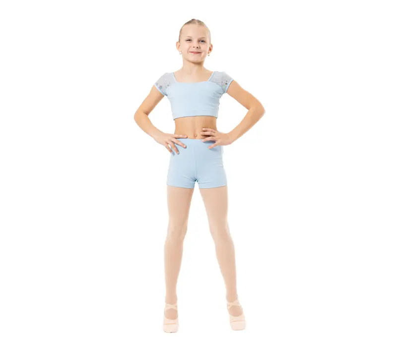 Capezio Foldover Boyshort, spodenki dziecięce - Niebiesko jasny Capezio 