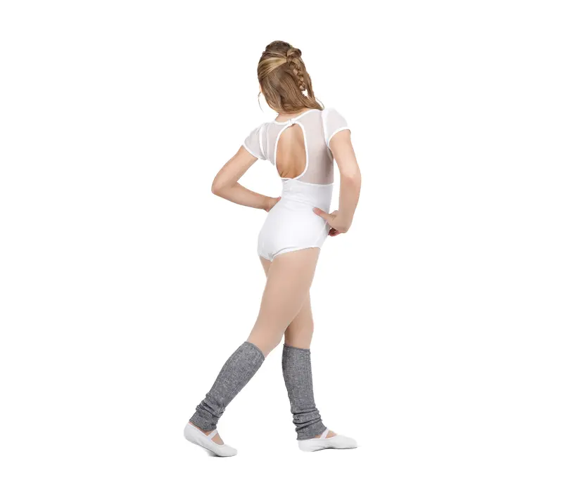 Capezio puff sleeve keyhole back leotards,  dziecięcy trykot - Biały