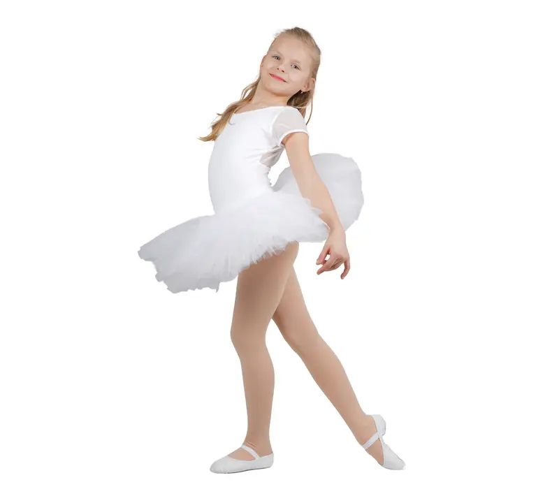 Capezio puff sleeve keyhole back leotards,  dziecięcy trykot - Biały