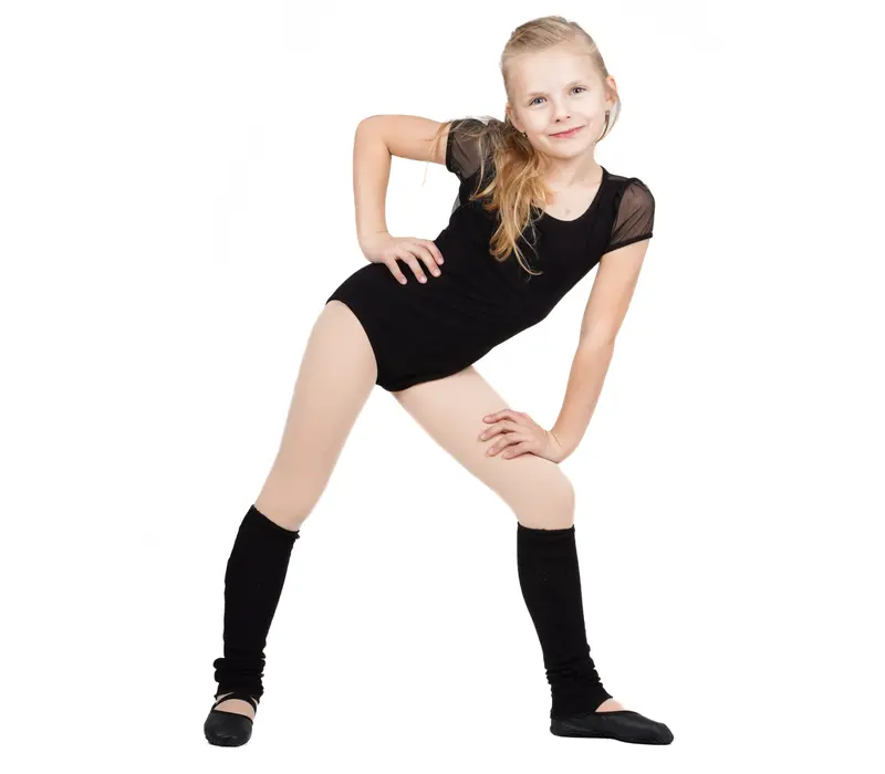 Capezio puff sleeve keyhole back leotards,  dziecięcy trykot - Czarny