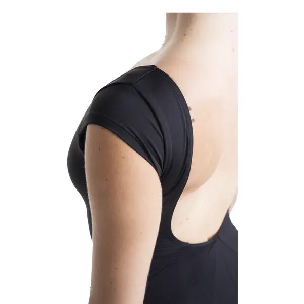 Mirella Black cap sleeve leotard, damski trykot