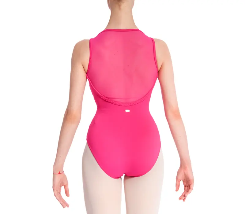 Mirella Miami boat neck tank, damski trykot na grubych pasków - Fuchsia 